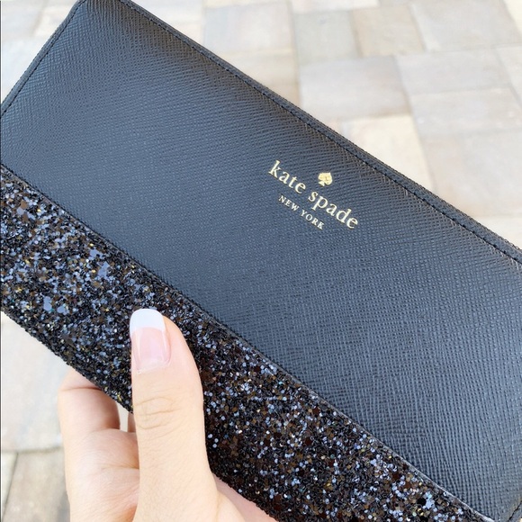 kate spade Handbags - Kate Spade Greta Zip Around Wallet Glitter Black